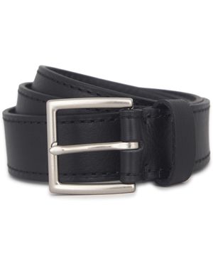 Vince S 1.5 Inch Flat Belt With Stitched Edge - Black