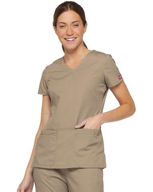 Dickies S Signature Jr. Fit V-neck Top Medical Scrubs Shirts - Natural
