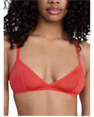 Calvin Klein Sheer Marquisette Unlined Plunge Bra - Red