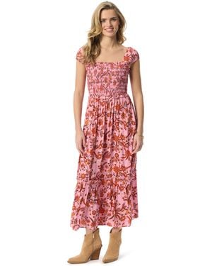 Jessica Simpson Clarice Cap Sleeve Smocked 2 Tiered Maxi Dress Standard