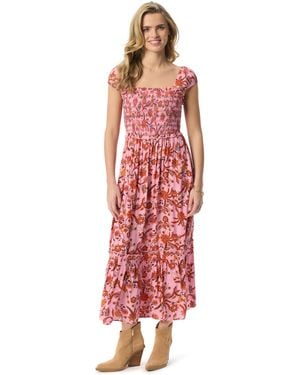 Jessica Simpson S Clarice Cap Sleeve Smocked 2 Tiered Maxi Dress Standard