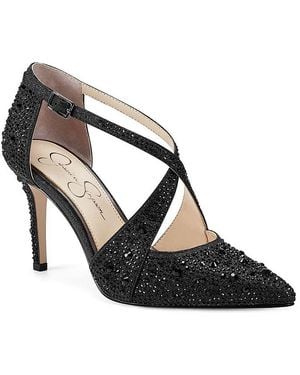 Jessica Simpson Accile Rhinestone Pointed Toe Dress Heels - Black
