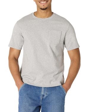 Amazon Essentials Camiseta de algodón Pesado con Bolsillo de Corte Holgado Hombre - Gris