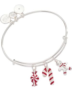 ALEX AND ANI Holiday Candy Cane Charm Bangle - Red