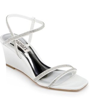 Badgley Mischka Unity Sandals Rhinestone Wedge Heel Zpo2426 - White