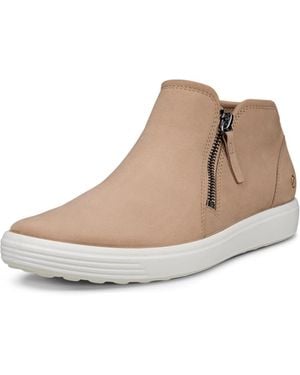 Ecco Soft 7 Side Zip Bootie Sneaker - Natural