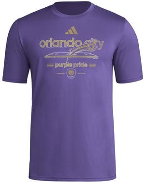 adidas Standard Vintage World Pre-game Short Sleeve T-shirt - Purple