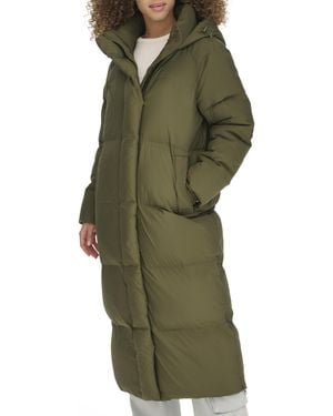 Levi's Cloud Puff Hooded Extra Long Puffer Jacket - Green