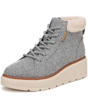 Dr. Scholls Shoes Nice Day Max Alpine Lace Up Bootie Ankle Boot Light Gray Fabric 6 M - Blue