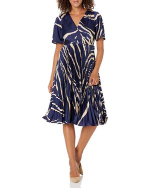 Maggy London Dresses Pleated Skirt Dress Event Occasion Party Guest Of - Blue