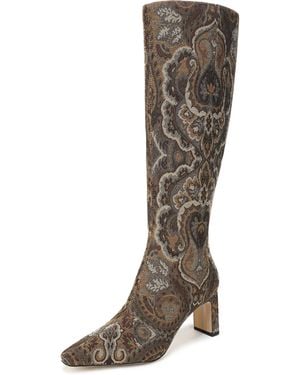 Sam Edelman Sylvia Knee High Boot Olive Paisley Multi Wide Calf - Brown