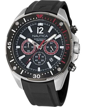 Nautica Nct Blue Sail Silicone Watch - Black