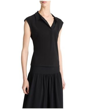 Vince Cap Sleeve Polo - Black