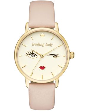 Kate Spade Metro Quartz Metal And Leather Three-hand Watch - Metallic