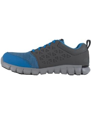 Reebok Work Rb4040 Sublite Cushion Work Athletic Alloy Toe Shoe Blue And Gray Safety