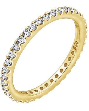 Amazon Essentials Yellow 23k Gold Plated Sterling Silver Infinite Elements Cubic Zirconia Clear Round Cut Eternity Band Ring - Black