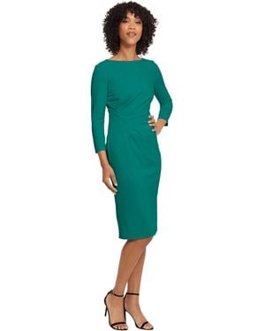 Maggy London Scuba Crepe Pleat Tuck Waist Dress - Green
