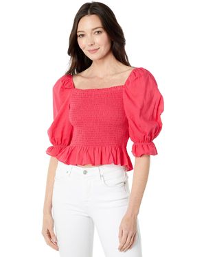 Tommy Hilfiger Smocked Top Azalea Sm - Red