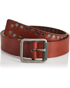 Timberland Casual Leather Belt For Jeans Tan - Red