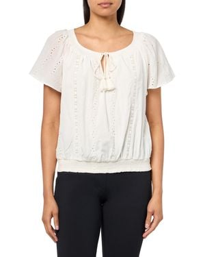 Lucky Brand Flutter Sleeve Top - White