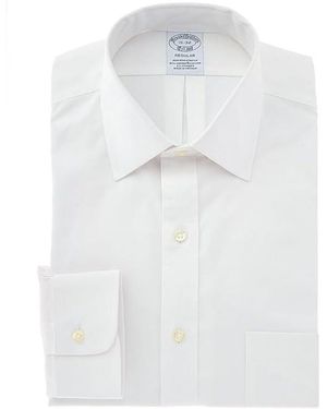 Brooks Brothers Non-iron Stretch Pinpoint Solid Ainsley Spread Collar Dress Shirt - White