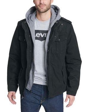 Levi's ® S Two-pocket Hoodie With Zip Out Jersey Bib/hood And Sherpa Lining Black 1 Small