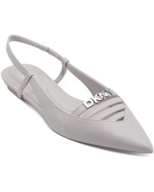 DKNY Mikado Pointed Toe Slingback Ballet Flat Heeled Sandal - White