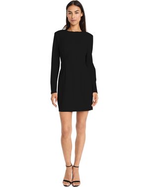 Donna Morgan Elegant Long Sleeve Mini Fitted Silhouette With High Neckline-versatile Cocktail Dress - Black