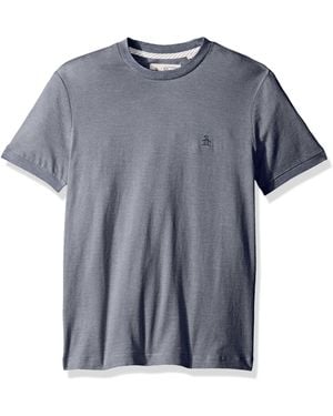 Original Penguin Short Sleeve Jacquard Feeder Tee - Blue