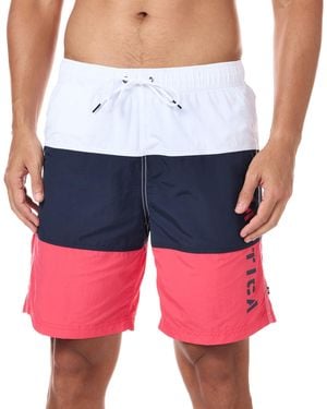 Nautica Quick Dry Classic Logo Tri-Block Series Badehose - Rot