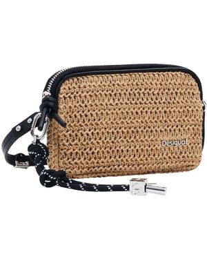 Desigual Julia Raffia Crossbody Bag Natural - Negro