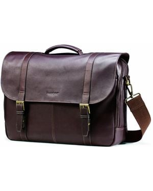 Samsonite Colombian Leather Flap-over Messenger Bag - Black