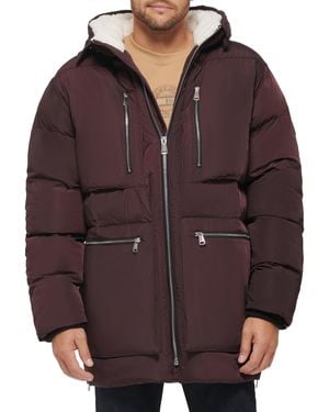 Tommy Hilfiger Heavyweight Quilted Sherpa Hooded Parka - Brown