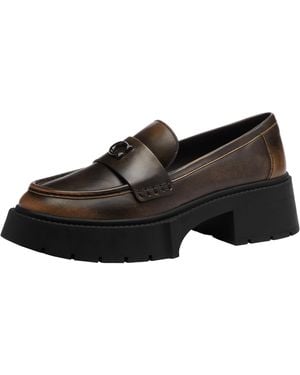 COACH Leah Loafer In Loved Leather - Black