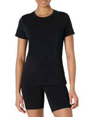 Amazon Essentials Active Soft Cotton Regular Fit Crewneck Short Sleeve Lightweight Yoga Workout T-shirt - Black