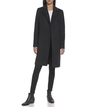 DKNY Walker Outerwear Wool Faux-leather Trim - Black