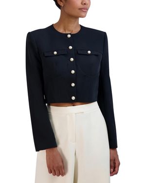 BCBGMAXAZRIA Round Neck Relaxed Style Corset Jacket - Blue