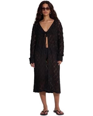 Gottex Standard Beach Life Santorini Crocheted Midi Cover-up-one Size Fits Most - Black