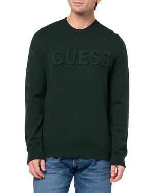 Guess Eco Long Sleeve 3d Logo Sweater - Green