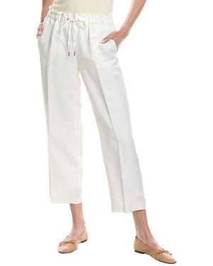 Anne Klein Drawstring Linen-blend Crop Pant - White