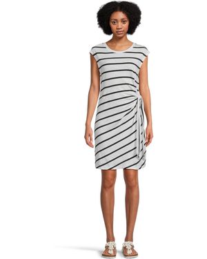 Sanctuary Side Tie T-shirt Dress White/black Stripe 4 Small