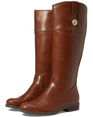 Tommy Hilfiger Faux Leather Mid-Calf Boots - Brown