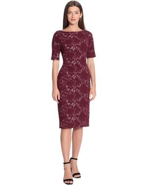 Maggy London Dresses Sophisticated Arch Shoulder Sheath Career Workwear Office - Red