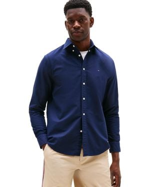 Tommy Hilfiger Heritage Oxford Solid Regular Long Sleeve Shirts,preppy Navy/desert Sky Solid 4x-large - Blue