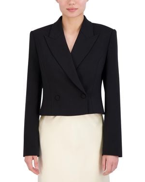 BCBGMAXAZRIA Long Sleeve V Neck Cropped Blazer - Black
