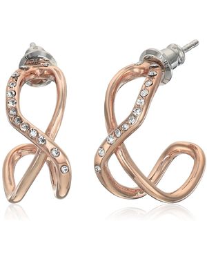 Fossil Glitz Twist Rose Gold Hoop Earrings - White