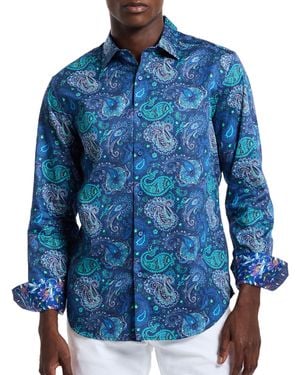 Robert Graham Titus Long Sleeve Button Down Woven Shirt - Blue