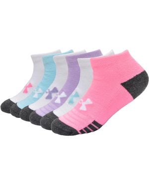 Under Armour 6pk Ua Performance Tech Half-cushion Quarter Socks - Pink
