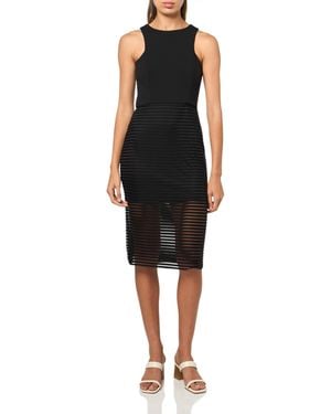 Adrianna Papell Shadow Stripe Midi Dress - Black