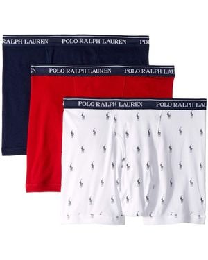 Polo Ralph Lauren Classic Fit W/wicking 3-pack Boxer Briefs White/cruise Navy Aopp/cruise Navy/rl2000 Red Lg